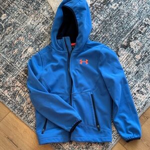 Under Armour Kids Bright Blue Hoodie with Orange Logo